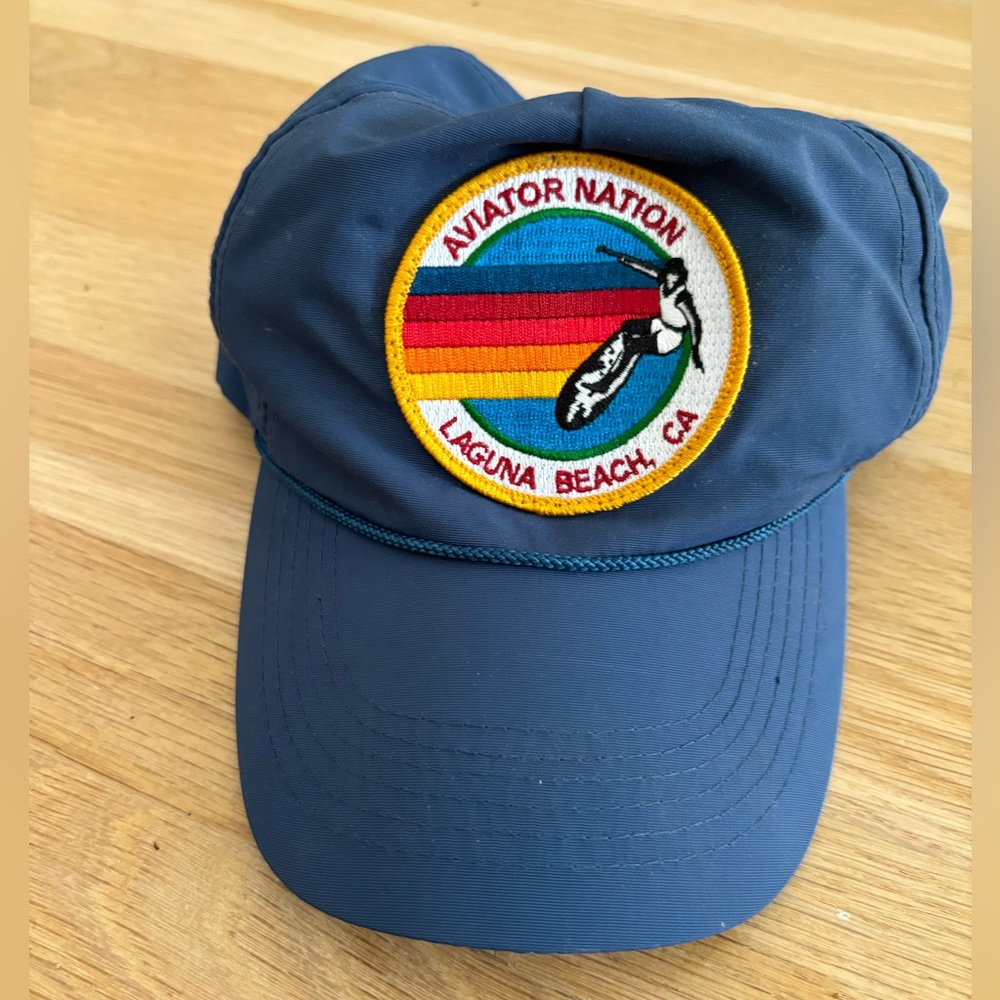 Aviator Nation Navy Trucker Hat Laguna Beach SIGNATURE VINTAGE NYLON TRUCKER HAT